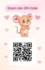 Rückseite der Karte: die Maus und ein QR-Code