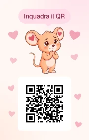 Retro della cartolina: il topolino e un codice QR