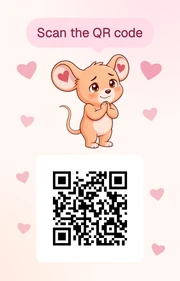 Back of the card: the mouse and a QR code