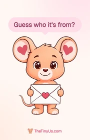 Front of the card: the mouse with a letter and a question