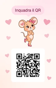 Retro della cartolina: il topolino e un codice QR