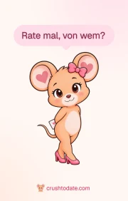 Vorderseite der Karte: die Maus mit einem Brief und einer Frage