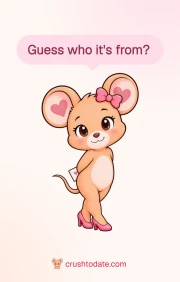 Front of the card: the mouse with a letter and a question